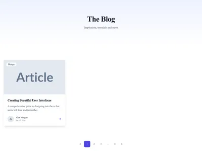 Screenshot of Blog Cards page template