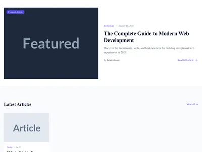 Screenshot of Featured Blog page template