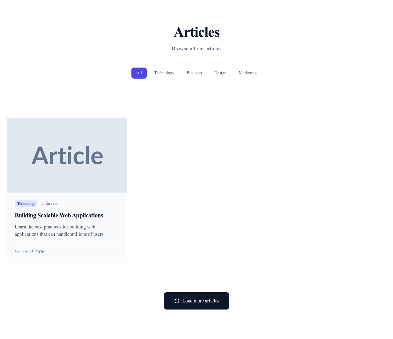 Screenshot of Blog Grid page template