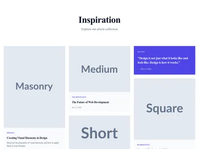 Screenshot of Masonry Blog page template