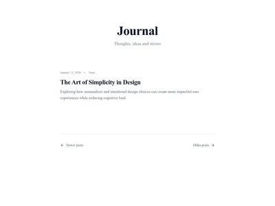 Screenshot of Minimal Blog page template