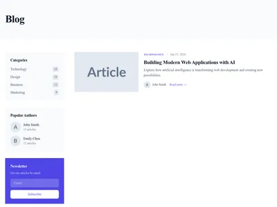 Screenshot of Blog with Sidebar page template