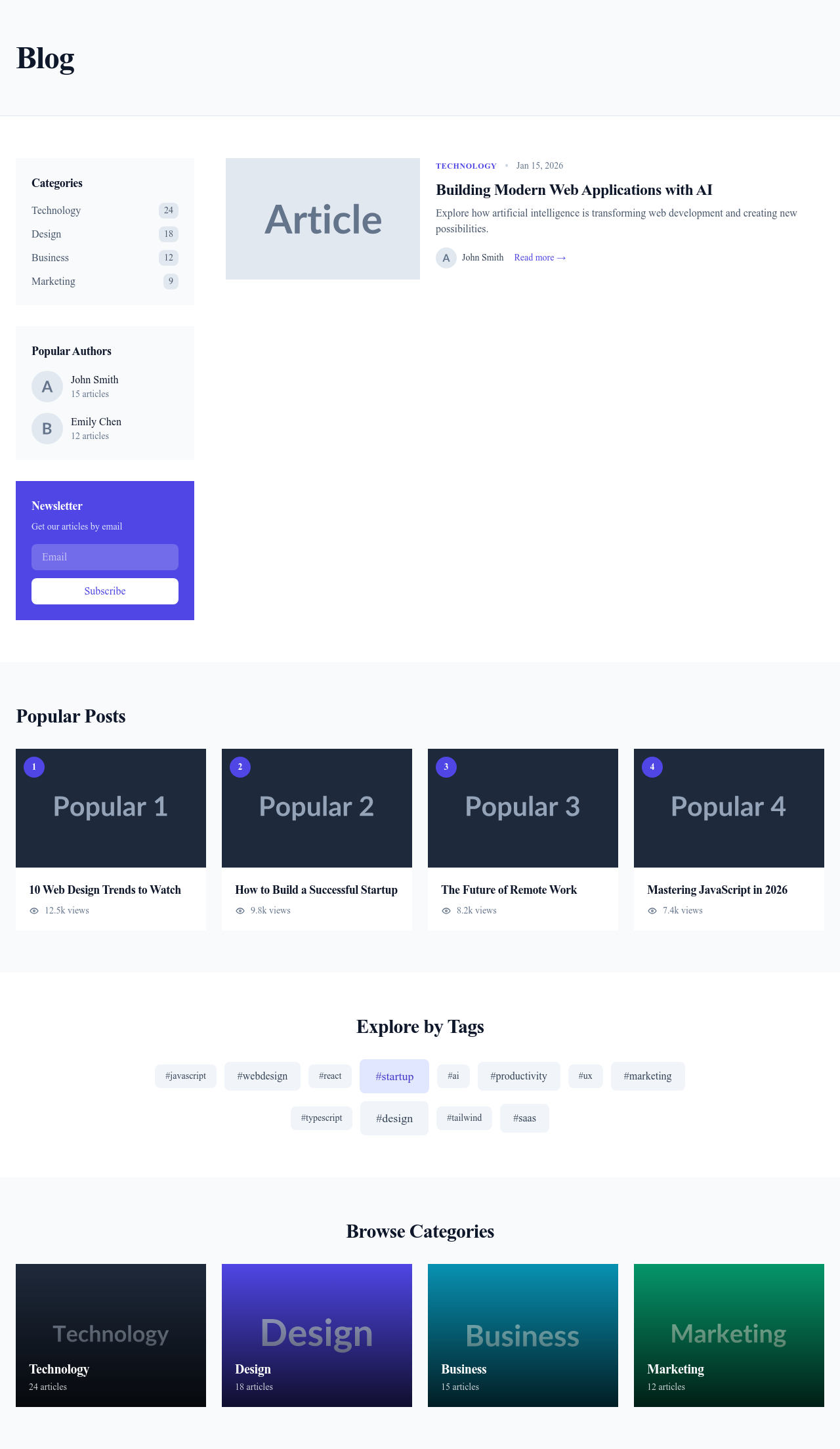 Screenshot of Blog with Sidebar page template