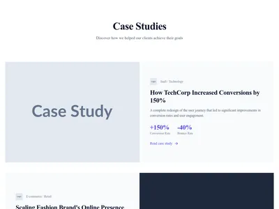 Screenshot of Case Studies page template