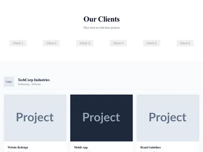 Screenshot of Client Work page template