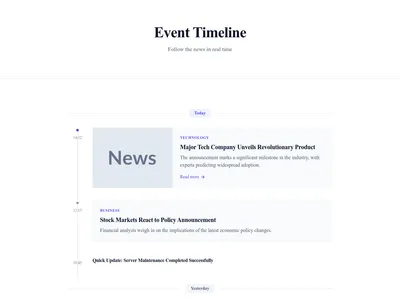 Screenshot of News Timeline page template