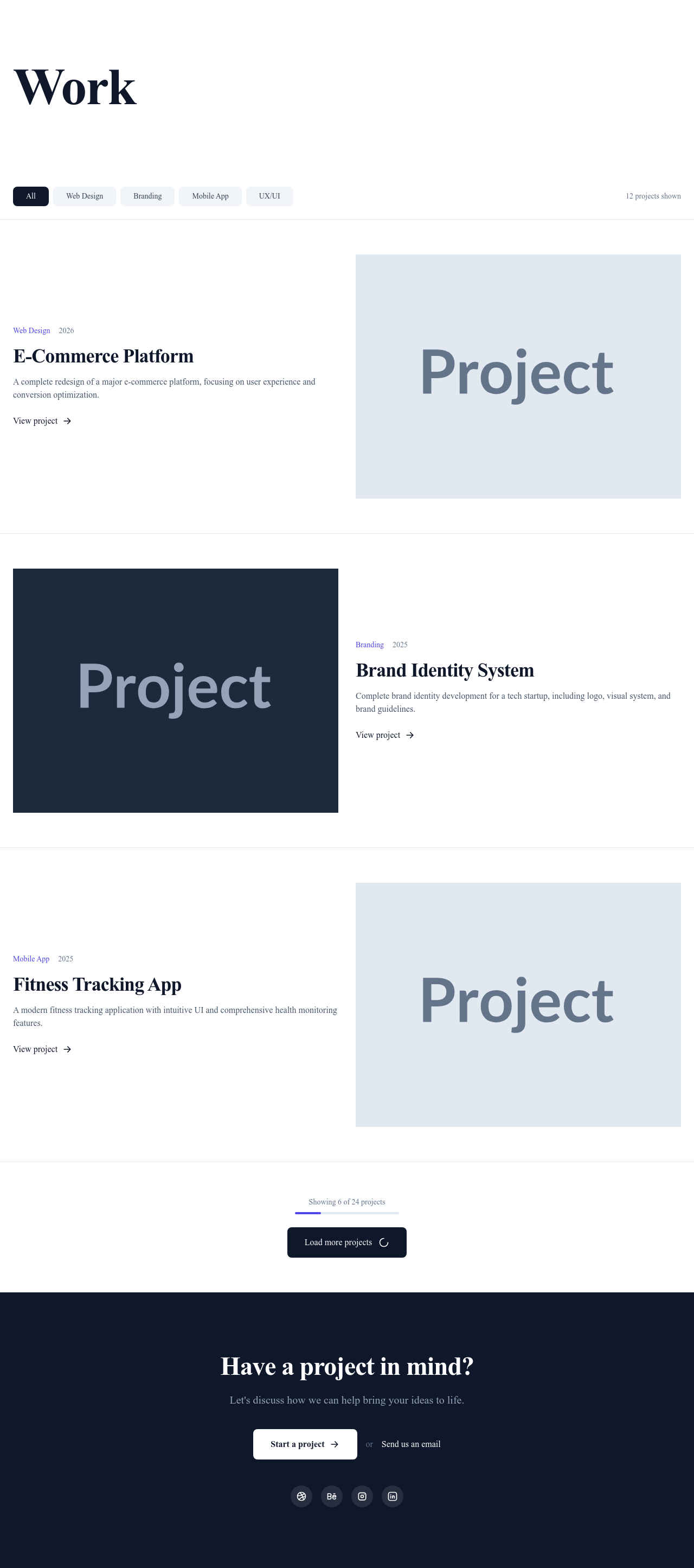 Screenshot of Portfolio Fullwidth page template