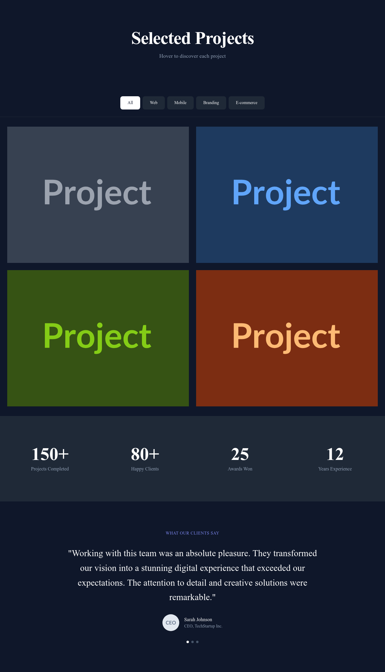 Screenshot of Portfolio Hover Effects page template