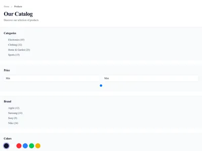 Screenshot of Product Catalog page template