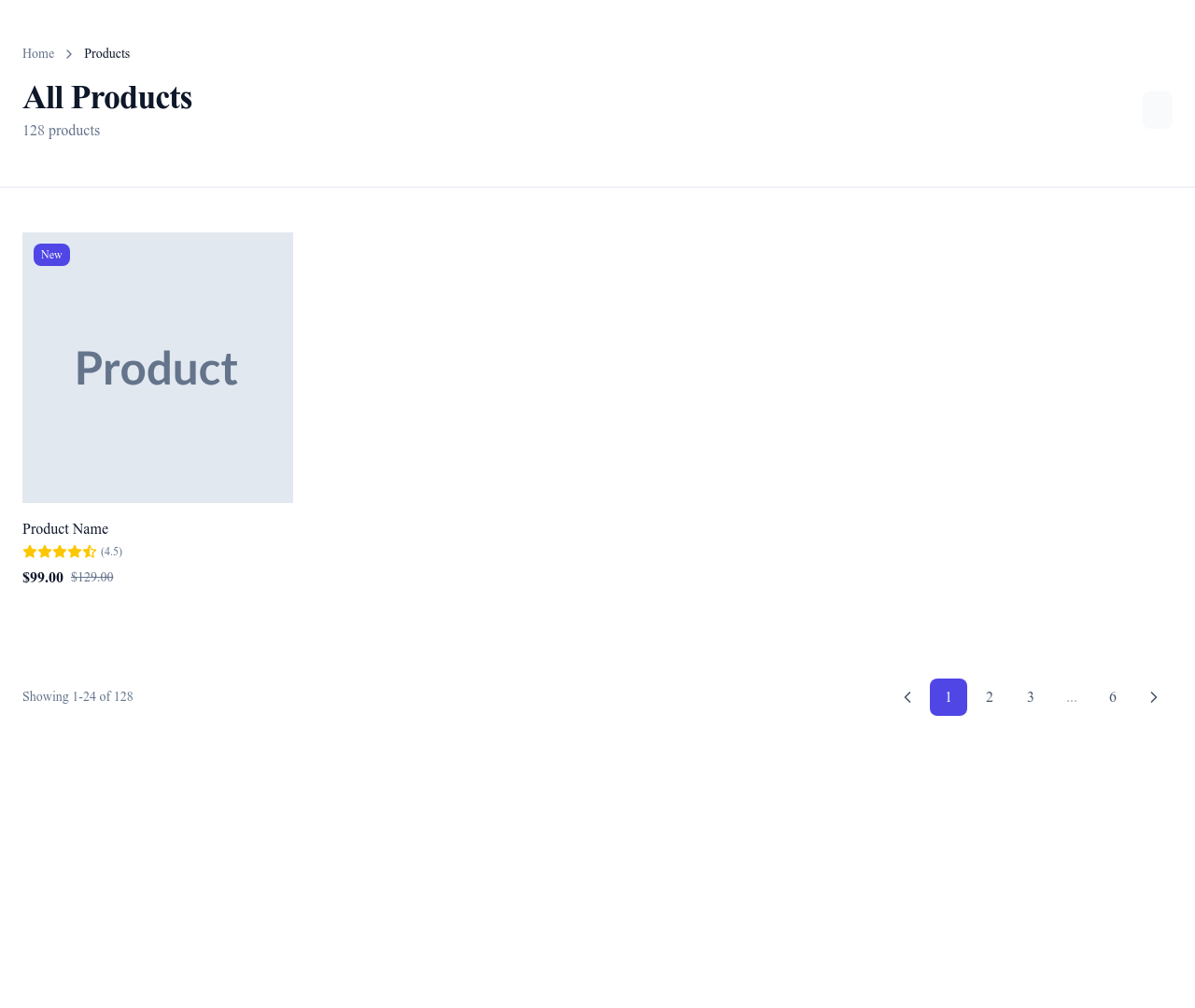 Screenshot of Products Grid page template