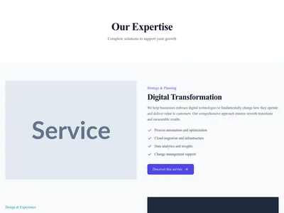 Screenshot of Services Detailed page template
