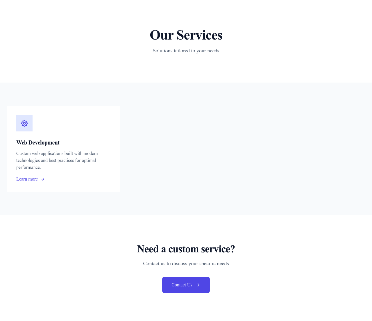 Screenshot of Services Grid page template