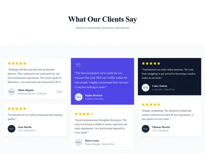 Screenshot of Testimonials Wall page template