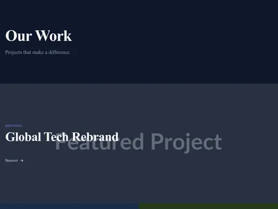 Screenshot of Work Showcase page template