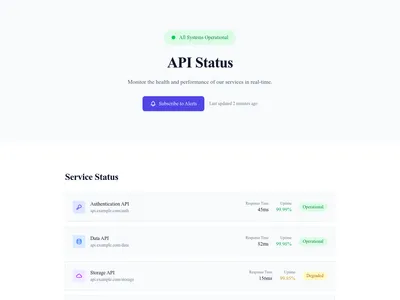 Screenshot of API Status page template