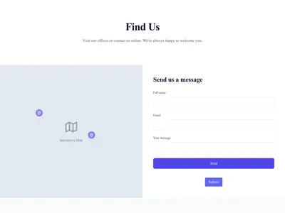 Screenshot of Contact with Map page template