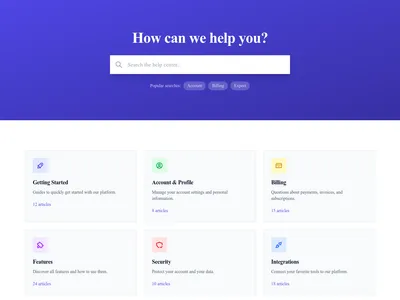 Screenshot of Help Center page template