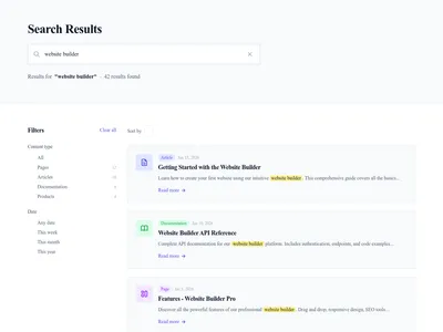 Screenshot of Search Results page template