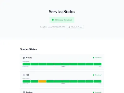 Screenshot of Status Page page template